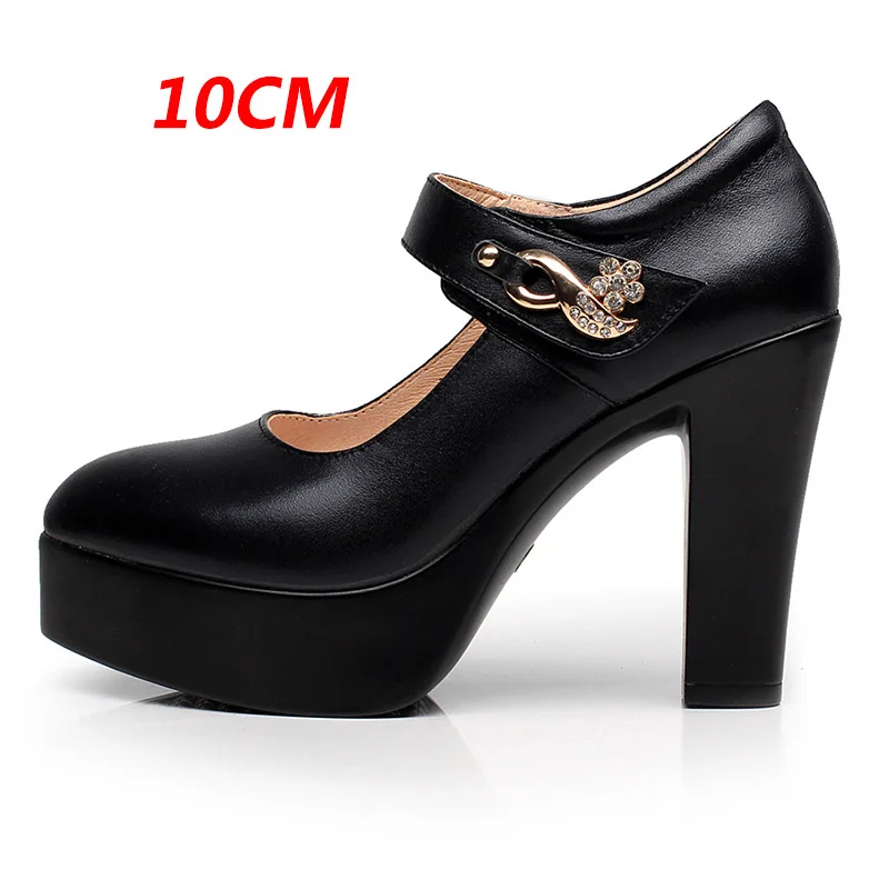 Black Pumps 10 CM Ariari/пикантные женские туфли-лодочки на высоком каблуке размера плюс 33-44; элегантные туфли из натуральной кожи с острым носком; модные офисные женские туфли на платформе - Цвет: Black Pumps 10 CM