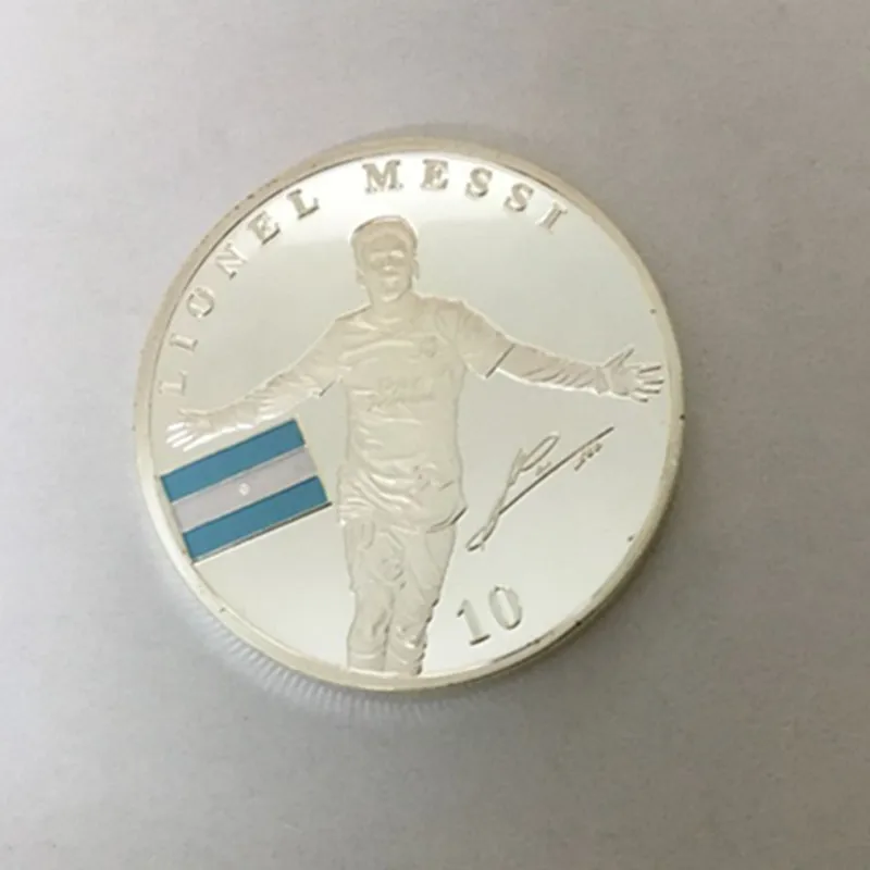 2 шт. новый бренд Messi футбольный игрок Спортивная Тема значок серебро 24K настоящая