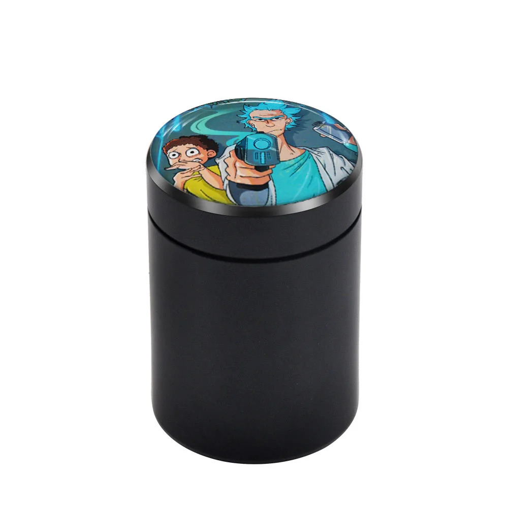 Rick And Morty Pill Box Water Proof Airtight Aluminum Drug Case Bottle Holder Container Bottle For / Herb / Tobacco Storage