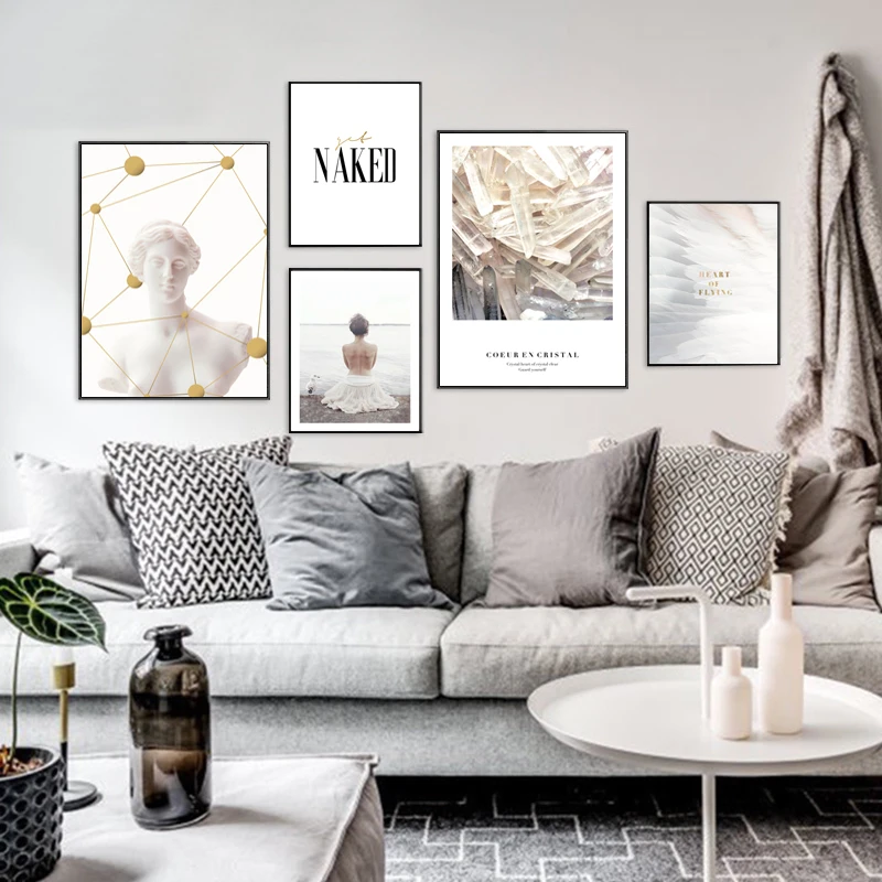 Современные картины Настенная картина с белыми перьями Картина на холсте