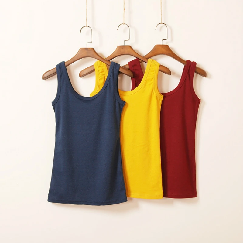 

2019 short section cotton outer wear sexy fashion wild casual slim sanding thread U-neck women's bottom strap vest