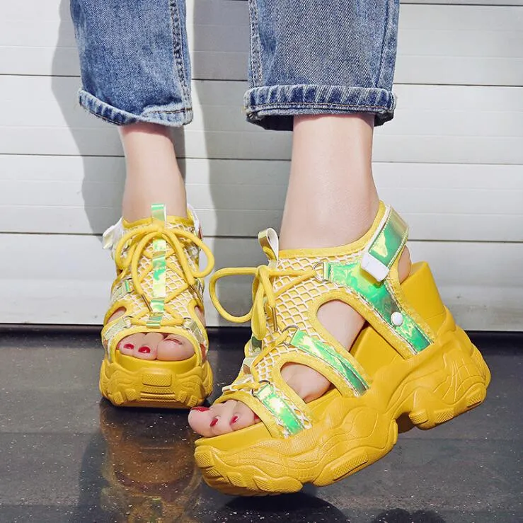 2019 г. летние женские босоножки Босоножки на платформе с толстой подошвой женская