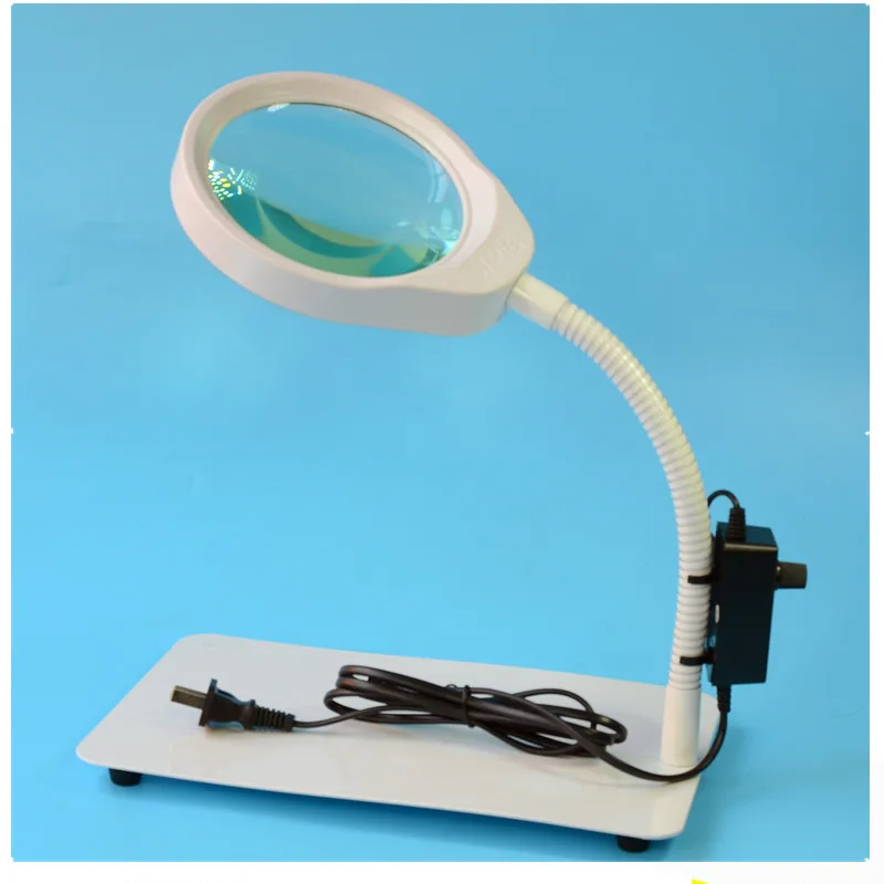 Foldable Desktop Magnifier Magnifying Loupe with 5X Lens Lamp Desk-type US Plug Magnifier with LED Light