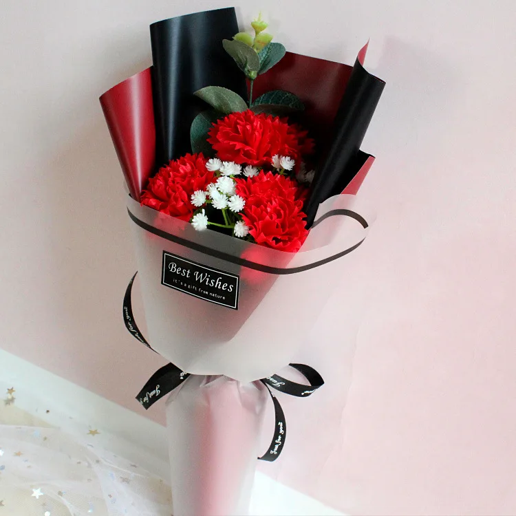 Red carnation 3 шт. новое мыло букет цветов подарок для влюбленных подарок для учителя искусственное мыло для ванны Гвоздика Подсолнух подарок для друзей Свадебная вечеринка Декор - Цвет: Red carnation