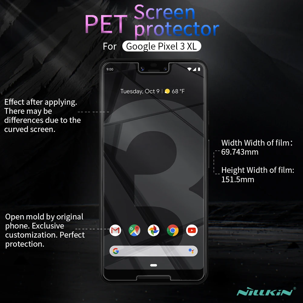 Протектор экрана для Google Pixel 3 XL Nillkin прозрачная/матовая мягкая пластиковая пленка для Google Pixel3 XL 3XL