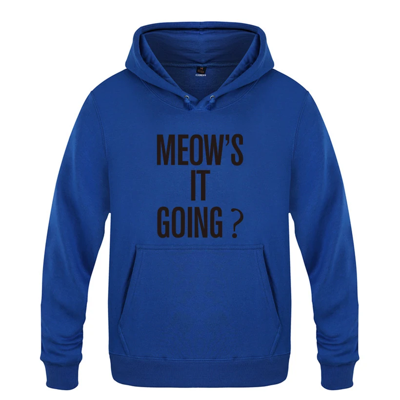

MEOW's IT GOING Letter Hoodies Men 2018 Men's Pullover Fleece Hooded Sweatshirts