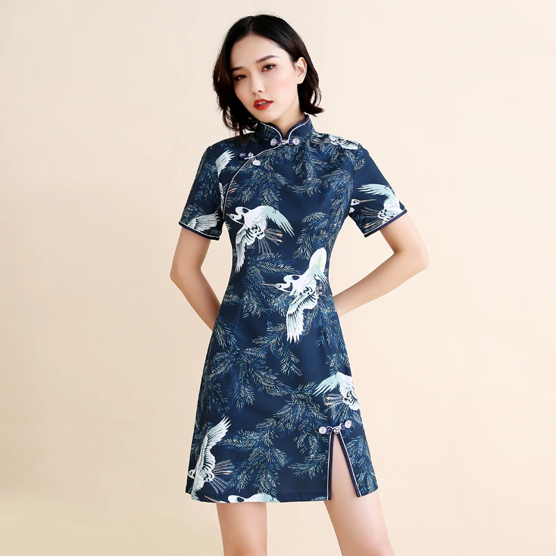 Старый Шанхай Qipao сексуальная девушка короткий рукав Вечеринка Ципао Cheongsam Дамы Цветочные Формальные платья