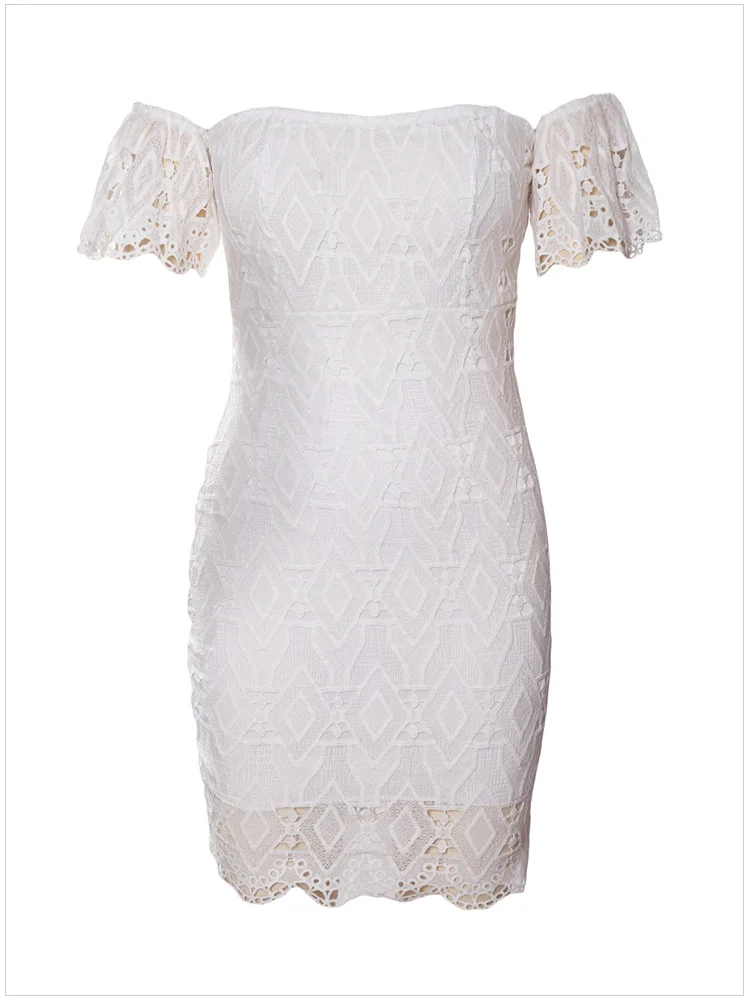 Новинка 2018 кружевные вечерние платья Элегантное Белое Облегающее платье с