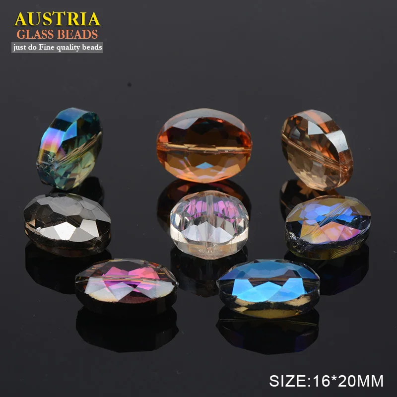 

16*20mm 10pcs Plated Faceted Faceted Oval shape Bovine Eyes crystal bead For Jewelry bracelets Making DIY