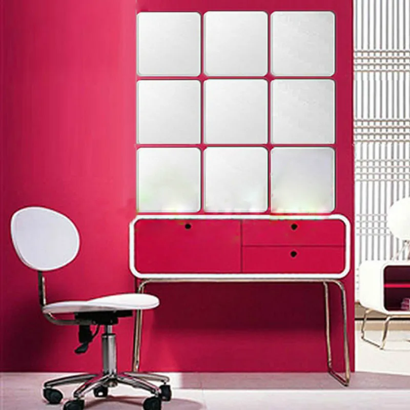 1Pc Square Mirror Tile Wall Stickers 3D Decal Home Room Decoration DIY for Living | Дом и сад