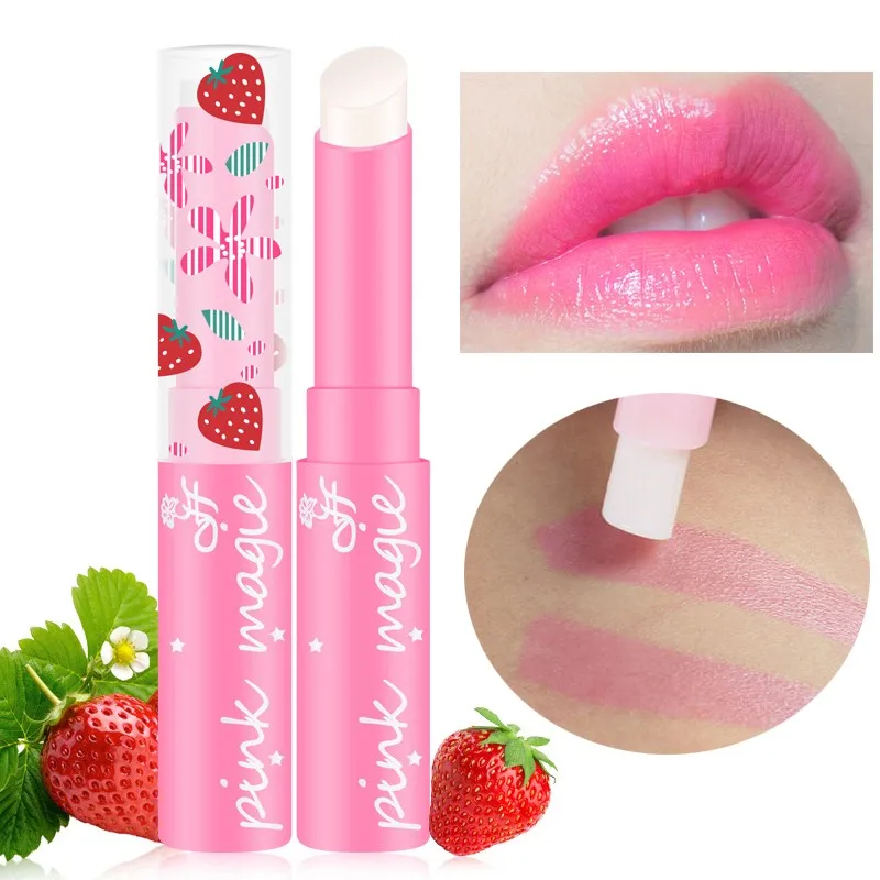 

Pink Magic Color Lipstick Natural Moisture Lip Care Temperature Change Color Peach Jelly Lip stick lip balm