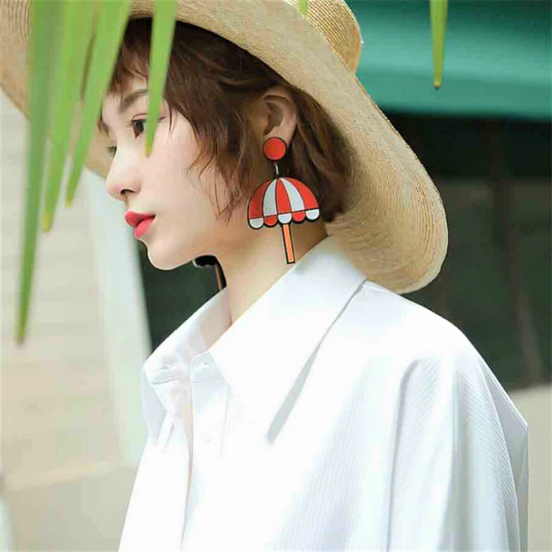 Doreen Box Горячие милые зонтик серьги гвоздики новые женские модные красные желтые