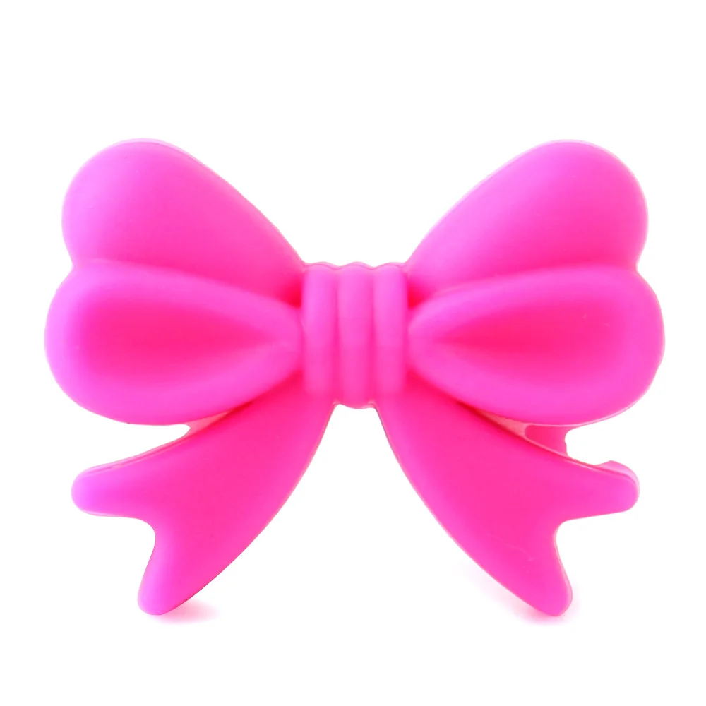Держать& GROW 9 ПК мини-силиконовые Bow Tie Бусы ребенка при прорезывании зубов игрушки BPA Бесплатно Силиконовые Бусины DIY ювелирных изделий детские Прорезыватель Цепочки и ожерелья - Цвет: Fushia