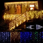 Рождественские огни, уличное украшение, 5 м, свисающая светодиодная гирлянда-занавес в виде сосулек 0,4-0,6 м, декоративное освещение для сада, рождевечерние