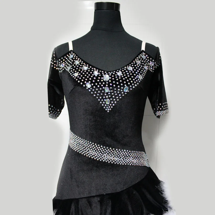 

New style latin dance costume sexy Velvet spandex latin dance competition dress for women child latin dance dresses S-4XL F27