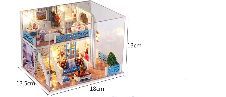 Кукольный дом мебель Diy Миниатюрный пылезащитный чехол деревянный Miniaturas кукольный домик игрушки для детей на день рождения Рождественские подарки Helenby K019