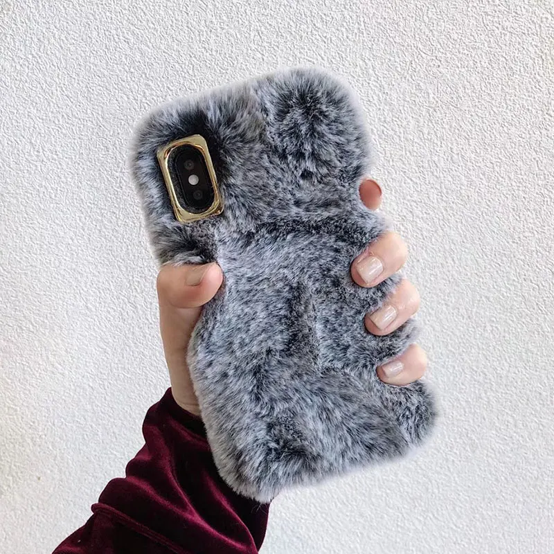 Чехол для iPhone 11 pro XS Max X XR чехол s 3D уши кролика Пушистый Мишка, собака, кошка теплый чехол для iPhone 6 6S 7 8 Plus чехол для телефона