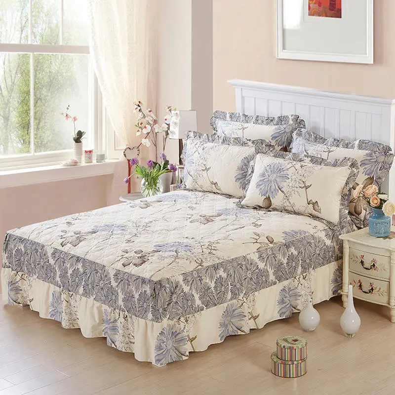 Стеганый толстый на двуспальную кровать близнец queen King size постельный комплект простыней на кровать наматрасник Pad двойной один размер покрывало 120/150/180X200 см - Цвет: Bed skirt 11