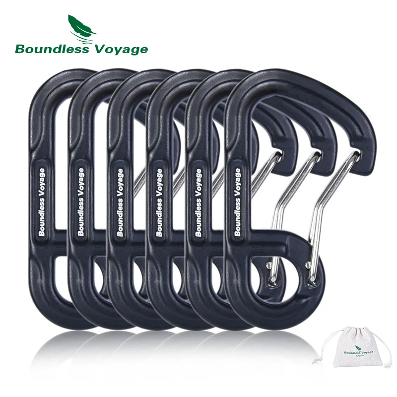 Black-6pcs Безграничный вояж на открытом воздухе 10 шт. d-образные винтовые карабины алюминиевый сплав Кемпинг Альпинизм альпинистская проволока - Цвет: Black-6pcs