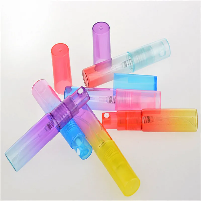 

50ps/pack 4ml color spray glass empty refillable bottles cylindrical perfume bottle cosmetic packaging container refillable