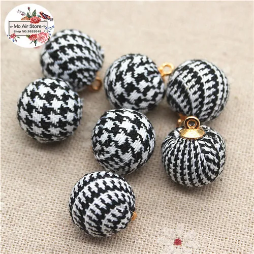 white black 20pcs 20 шт Ласточка балка покрытая тканью, круглая бусина подвески-пуговицы для дома и сада ремесла Кабошон Скрапбукинг DIY 15 мм - Цвет: white black 20pcs
