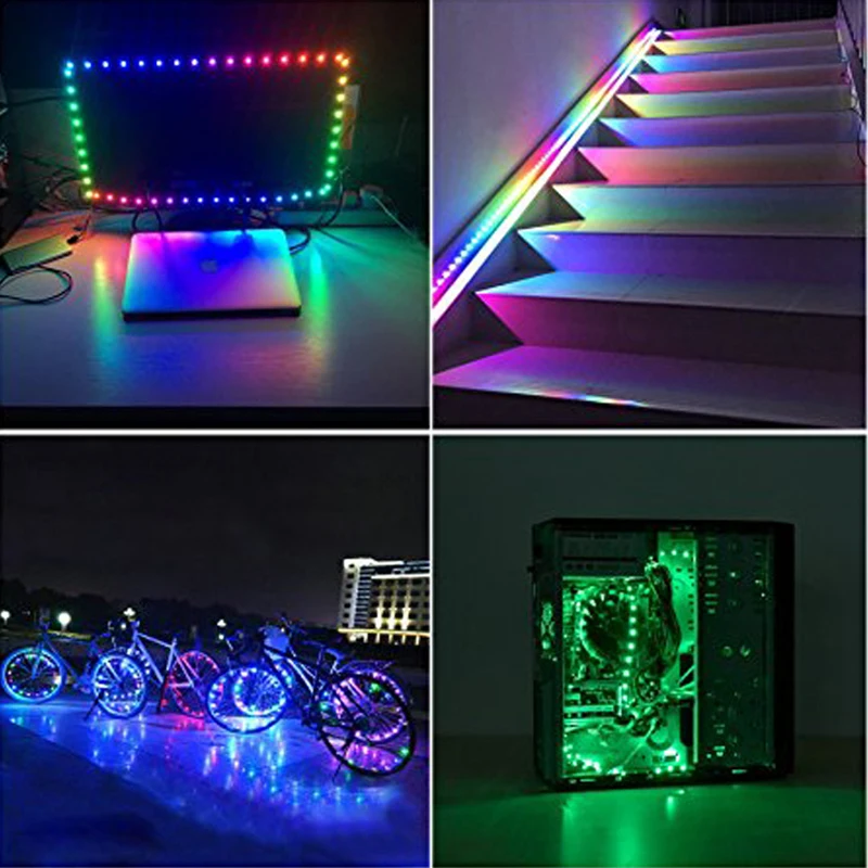 DC 5 В 1 м до USB подключен полосы 5050 60leds/m WS2812B RGB 21Key RF контроллер ТВ