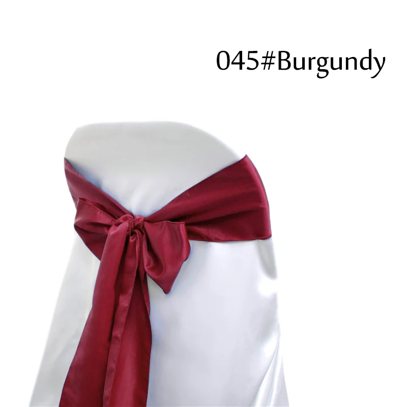 Burgundy 100 шт./лот, свадебные украшения Tiffany Blue, стулья с бантиком, галстуки для отелей, свадьбы, банкета, вечерние, золотые, атласные, на стулья - Цвет: Burgundy