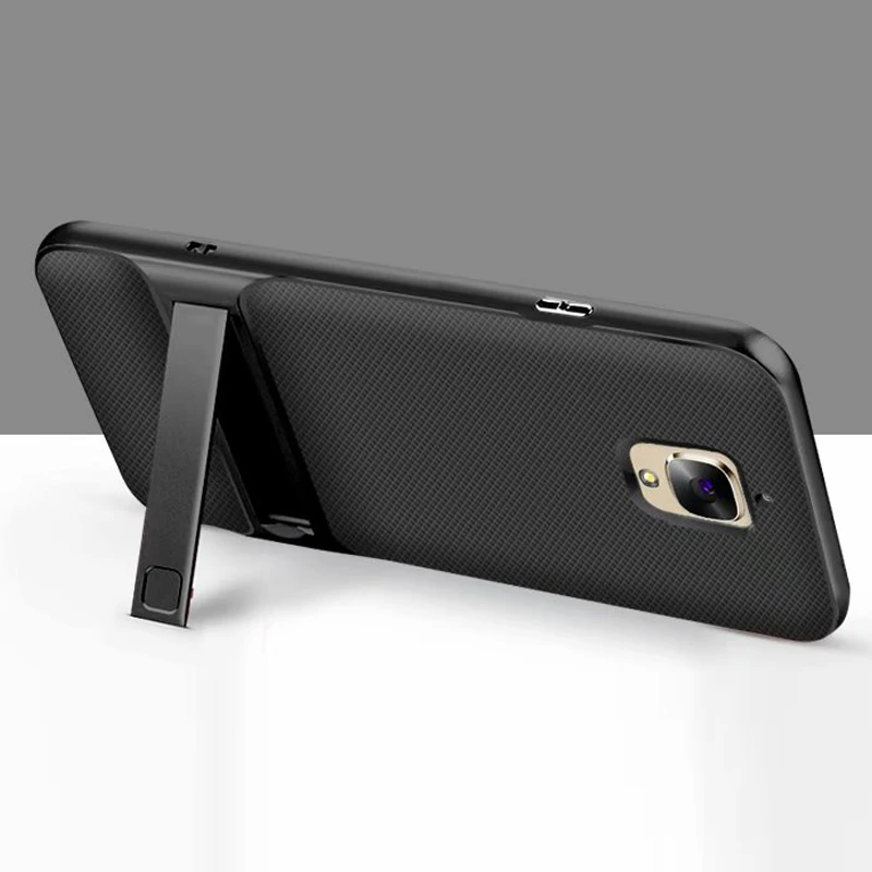 Black KaiNuEn coque, чехол, чехол для oneplus 3 one plus 3 3T oneplus 3, силиконовый силиконовый чехол на заднюю панель телефона с держателем - Цвет: Black