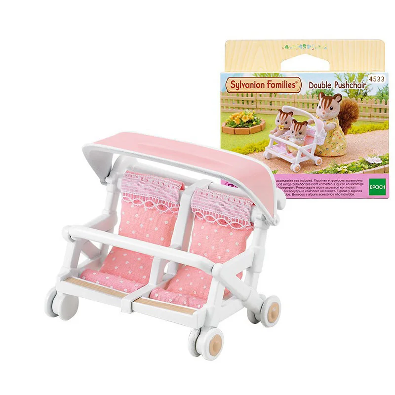 Sylvanian Families кукольный домик, двойная коляска, Scence, аксессуары, подарок, игрушка для девочки, без фигурки, Новинка#4533