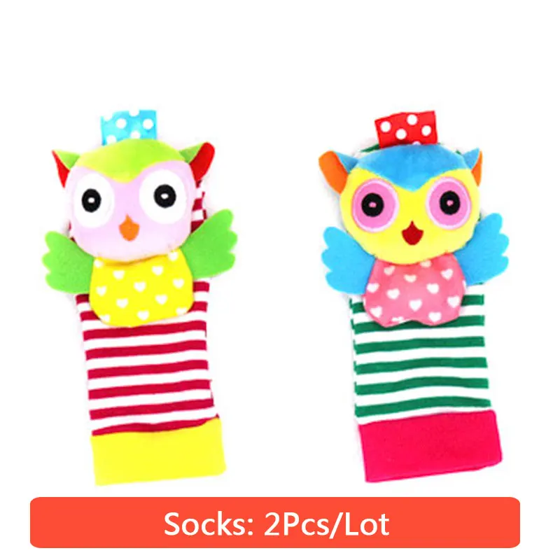 2Pcs Socks Детские игрушки для детей 0-3 лет, детские погремушки игрушки, носки с животными, ремешок на запястье+ погремушка, детские носки для ног, детские носки с ремешком на запястье - Цвет: 2Pcs Socks