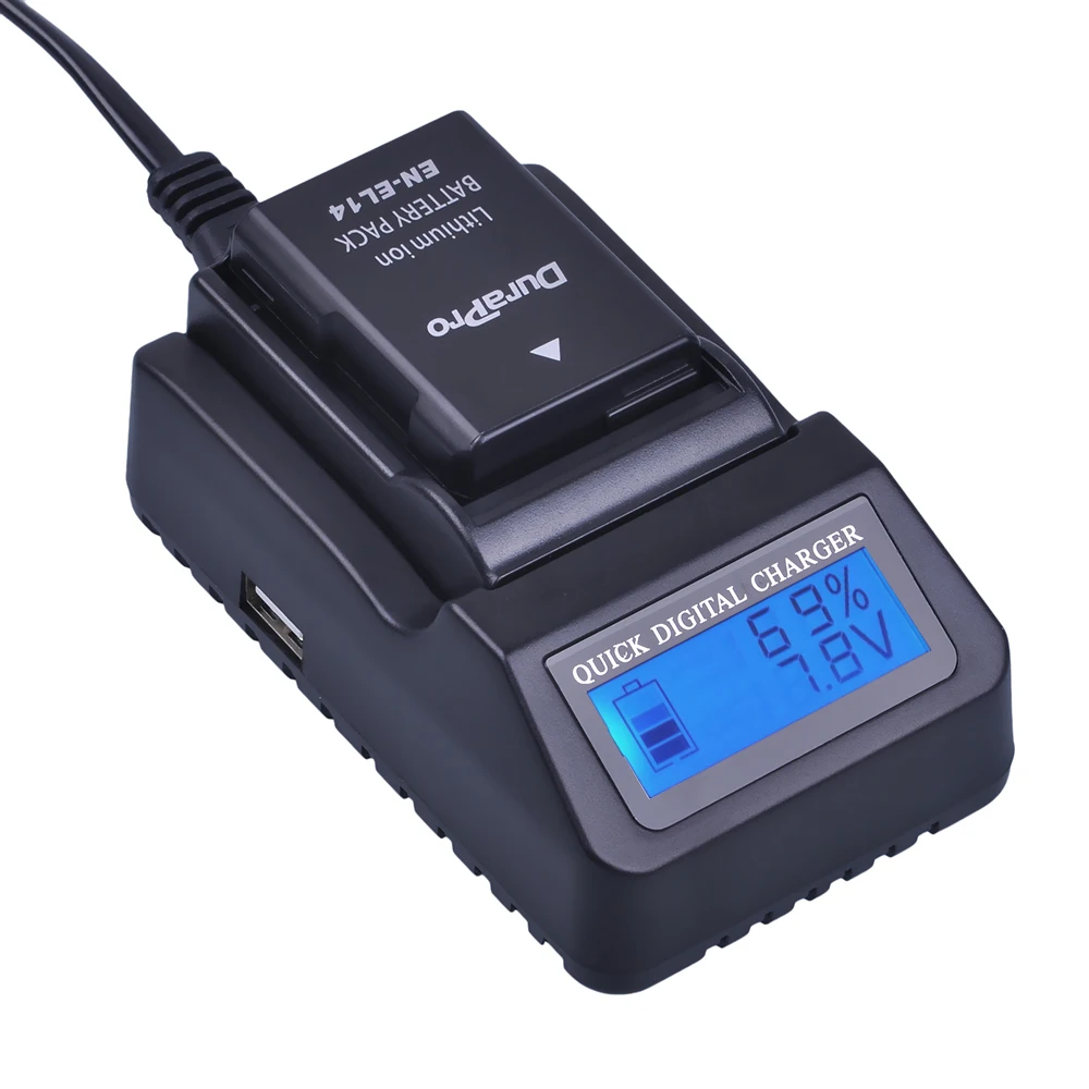 Быстрое зарядное устройство с ЖК-дисплеем (в 3 раза быстрее) для Nikon EN-EL14 EN EL14 EL14a P7000