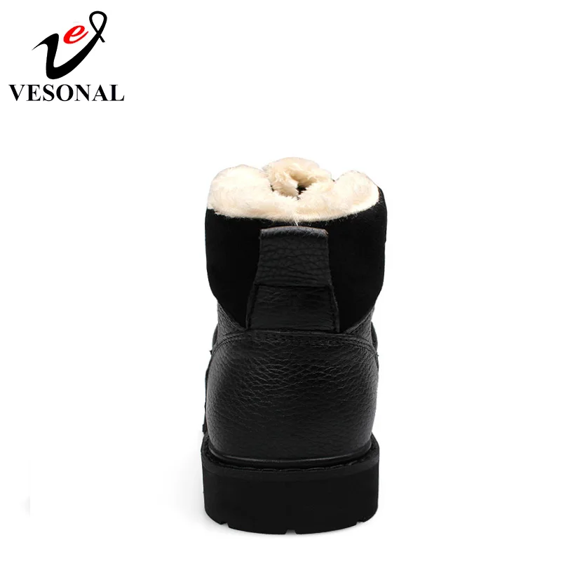 VESONAL/зимние Нескользящие ботинки на меху Мужская обувь повседневные брендовые