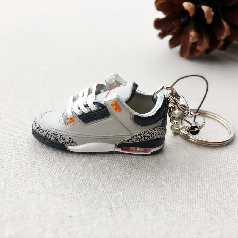 AJ3 cool grey 3D мини-кроссовки, брелоки, ремешок для мобильного телефона, ремешок для iPhone, сумка для ключей, AJ, Баскетбольная обувь, модель, популярный подарок - Цвет: AJ3 cool grey