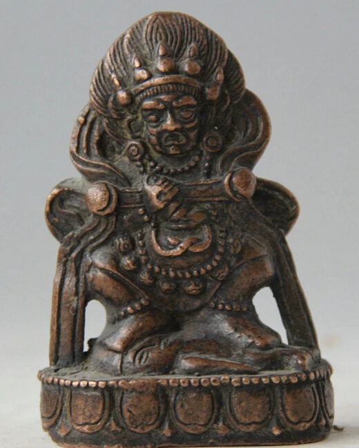 SCY 4&quot Old Tibet Buddhism Purple Bronze Stand Mahakala Wrathful Deity Buddha Statue S0705 | Дом и сад
