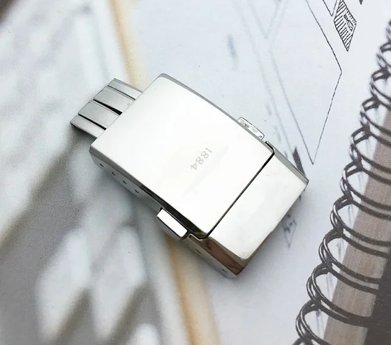 Shiny silver buckle Брендовая качественная Толстая стальная Пряжка из нержавеющей стали для браслета 20 мм Полировочный матовый двойной клик застежка ремешок для мужских часов инструменты - Цвет ремешка: Shiny silver buckle
