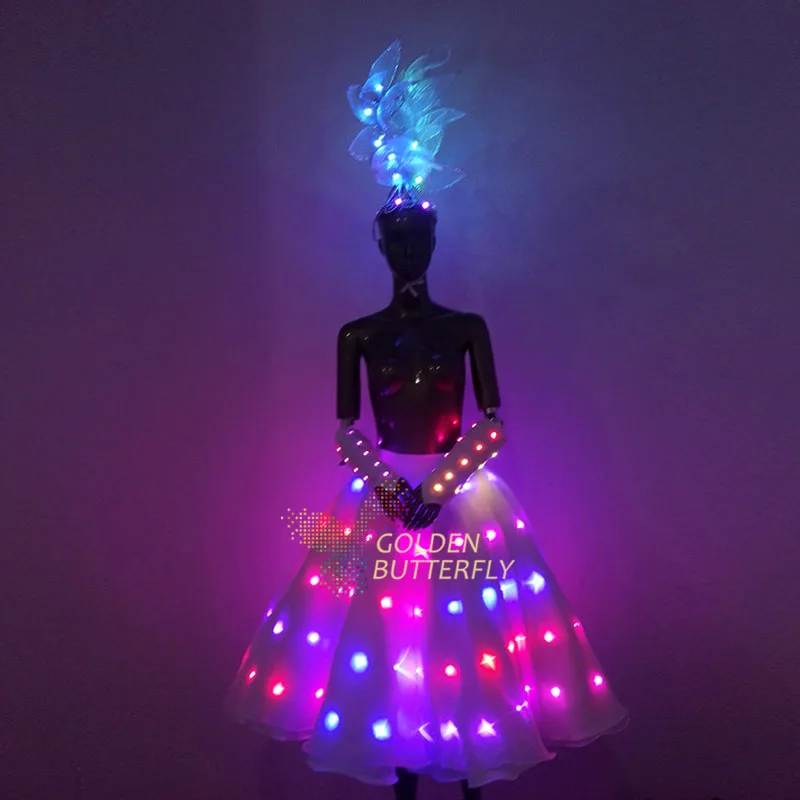 2017 светящееся платье светодиодное полноцветная меняющая цвет светящаяся