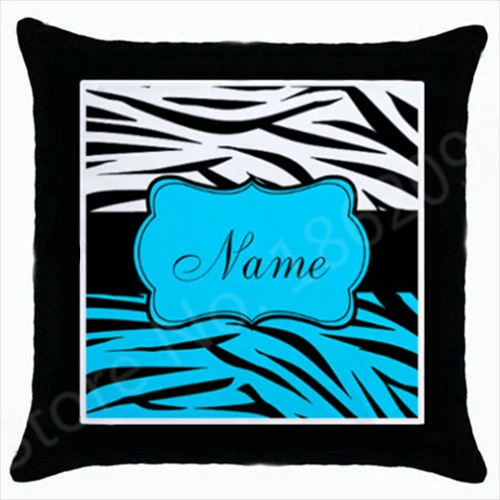 Индивидуализированный чехол для подушки в полоску с бирюзой наволочка именем на