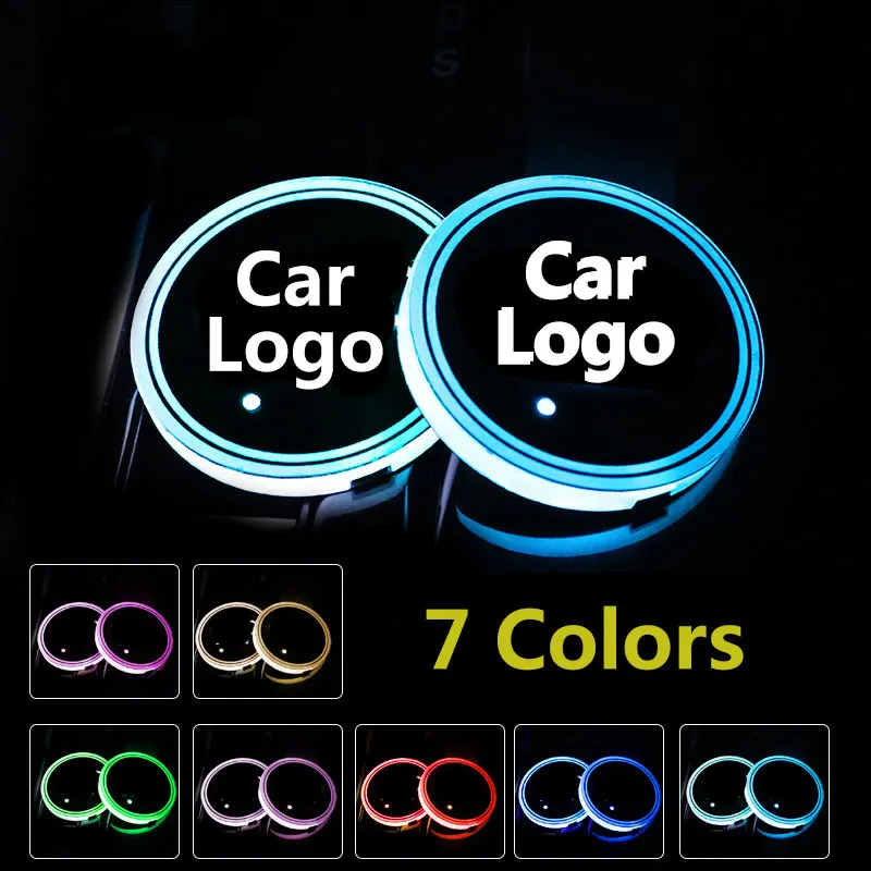 2X Car Logo Light LED Cup Drink Holder Stickers For Maserati Ghibli Quattroporte Granturismo Spoiler Levante Accessories | Автомобили и