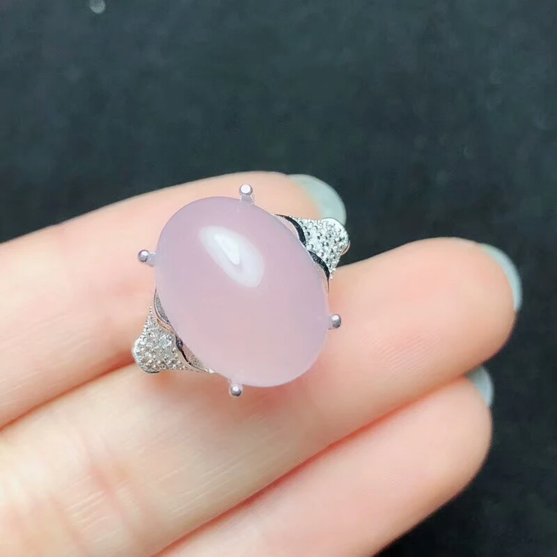 

KJJEAXCMY boutique jewels 925 pure silver mosaic powder, chalcedony pendant ring, female, 2 piece + chain.