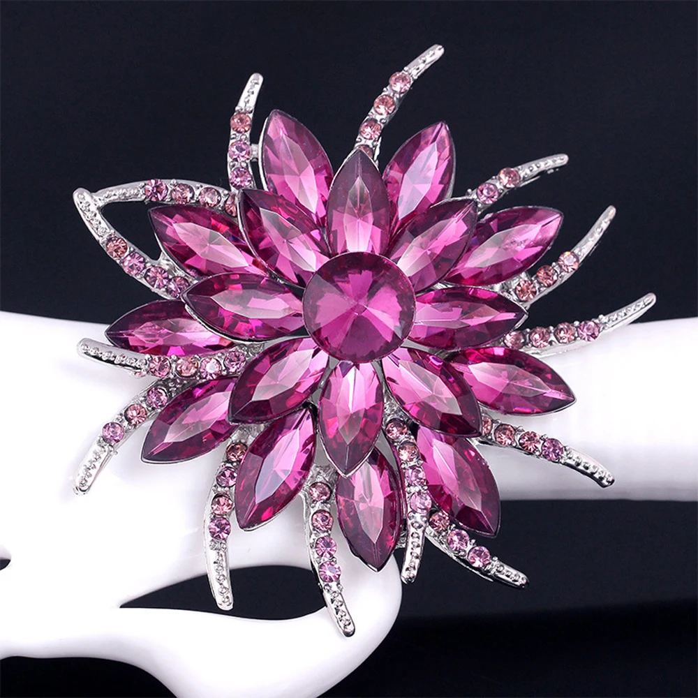 

JUJIE Multicolor Crystal Flower Brooches For Women Wedding Bouquets Brooch Lapel Pins Fashion Jewelry Dropshipping
