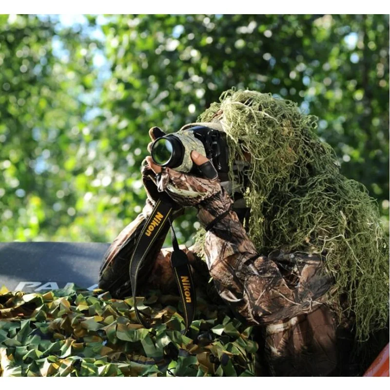 Ghillie костюм шляпа ручной работы Вязание джунгли камуфляжная сетка 80X90 см для