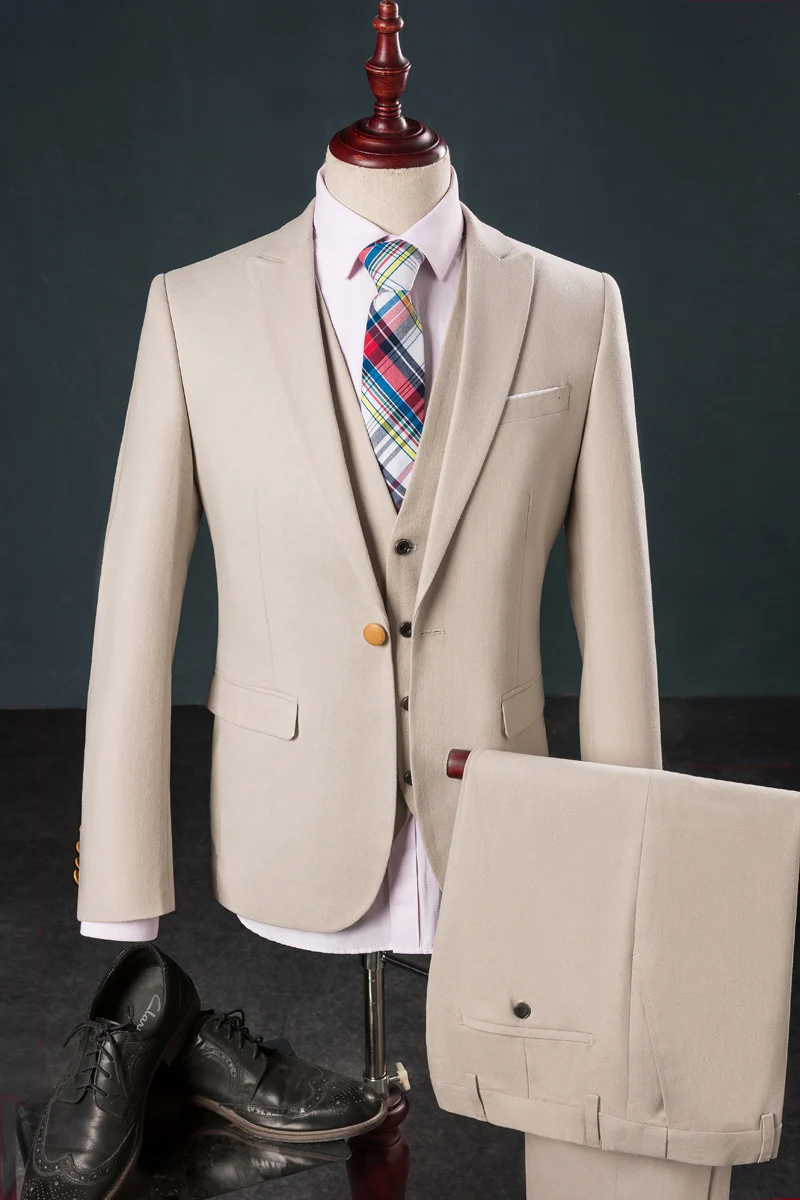 

2Piece Men Formal Wear Suit Autumn Winter British Slim Fit Suit Men Fashion Wedding Dress Tuxedo Blazer Set(Jacket+Pant+Vest)