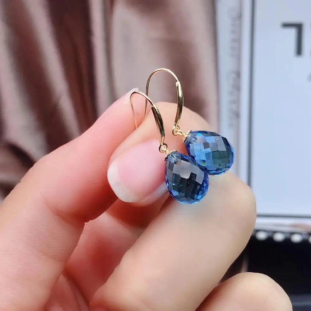 Комплект ювелирных изделий с цепочкой серьги-Крючки и подвеска из 18-каратного