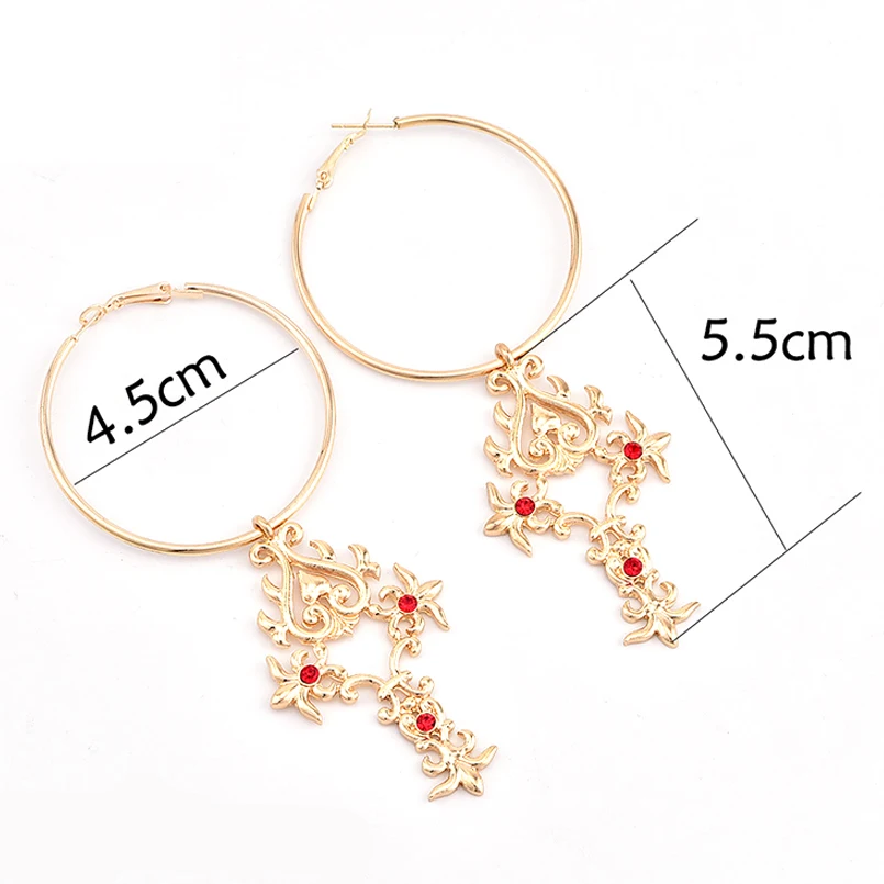 Женские серьги в стиле панк 2 шт./компл. с полыми сердечками листьями красными