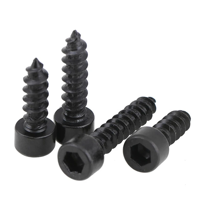 100Pcs/lot DIN912 M2*6/8/10/12 2mm Carbon Steel Black Hex Socket Head Cap Self Tapping Screw Bolts | Обустройство дома