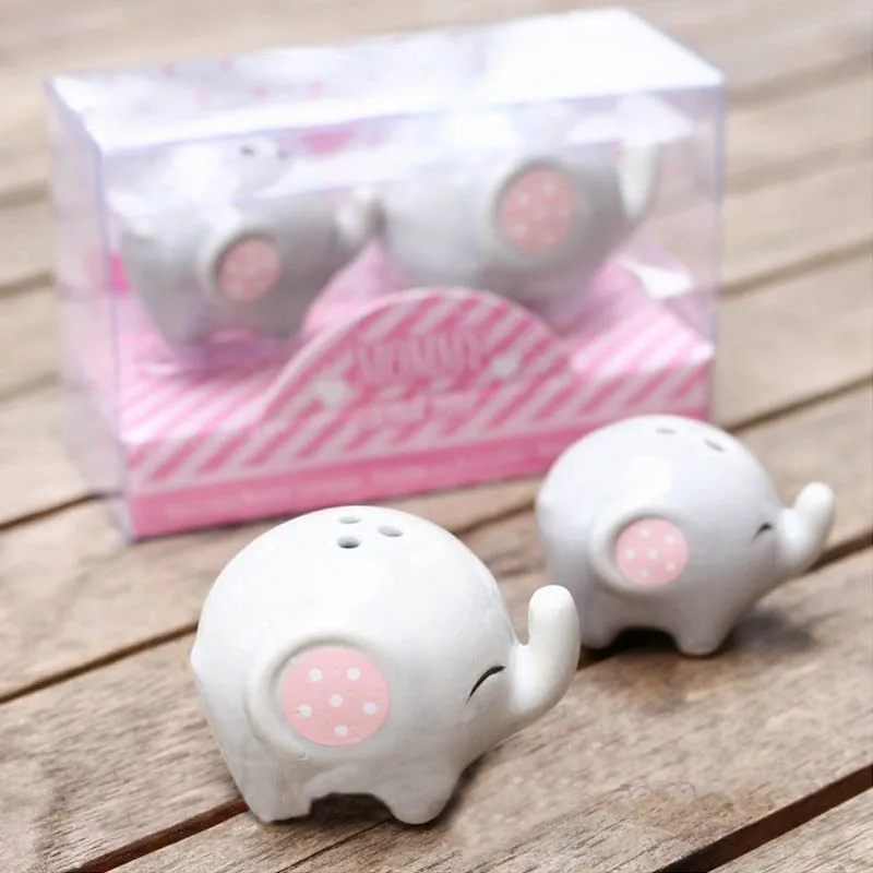 100 шт. = 50 компл./лот Baby Shower Mommy And Me Little Peanut Elephant Ceramic шейкер для соли и перца