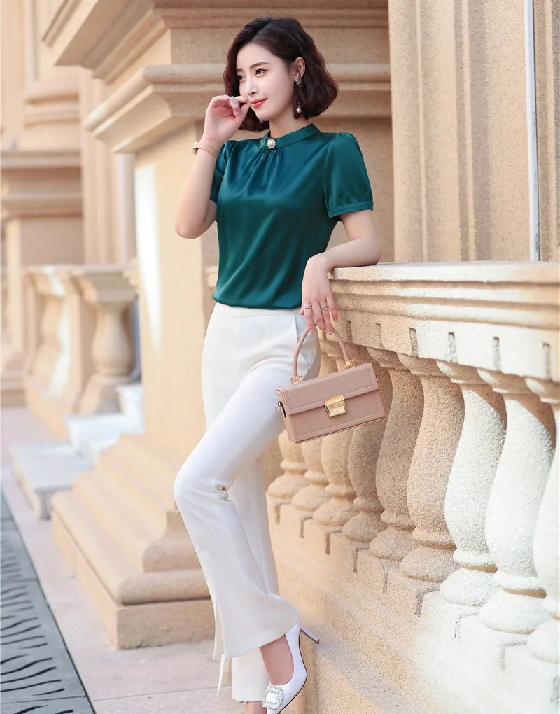 Женские деловые костюмы OL в деловом стиле с блузкой и брюками модные