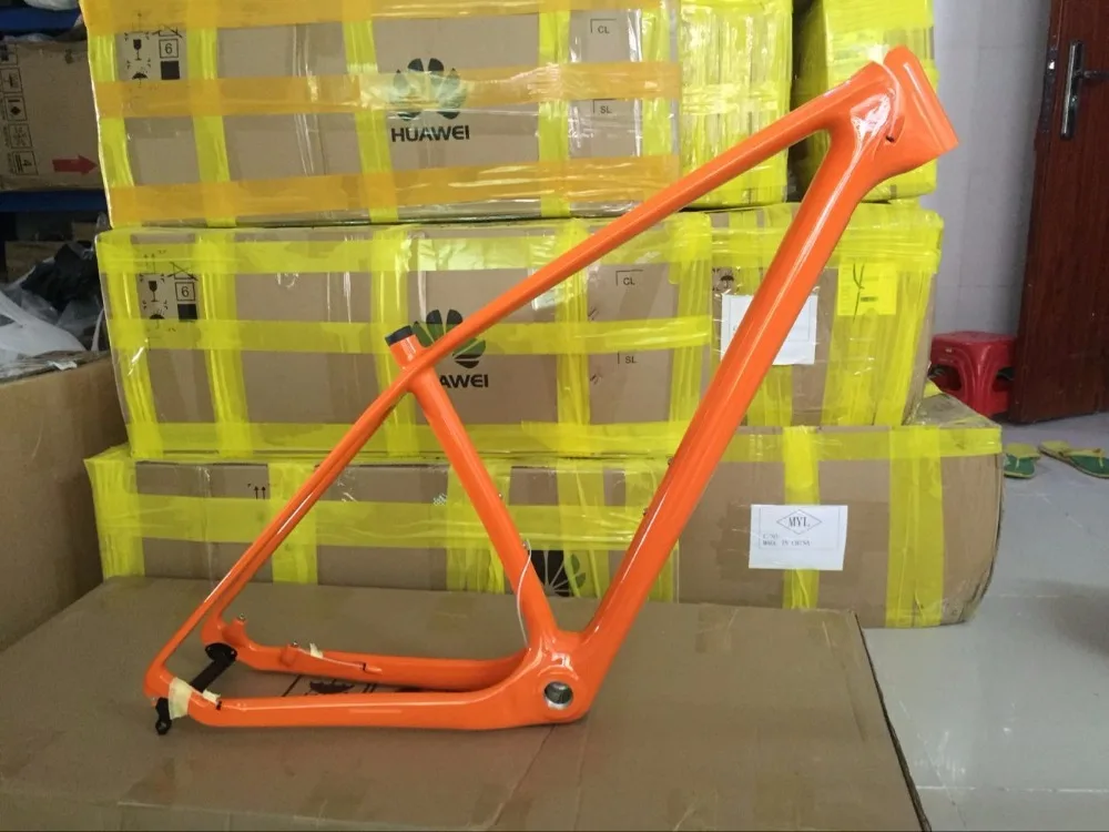 Карбоновая рама для горного велосипеда 29er T800, углеродная велосипедная Рама для горного велосипеда 29er 27,5/26er 15 17 19, углеродная рама оранжевого цвета