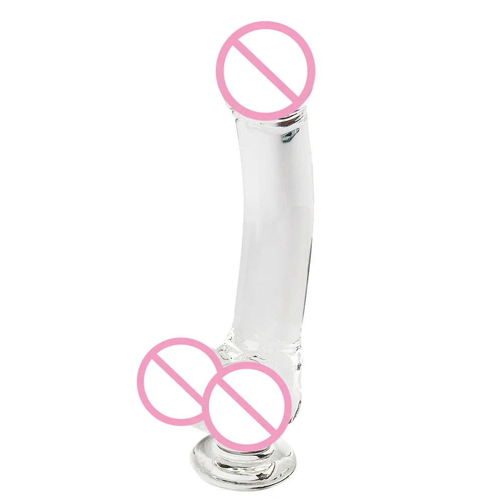 Изогнутый 9 дюймовый большой прозрачный стеклянный фаллоимитатор прозрачное