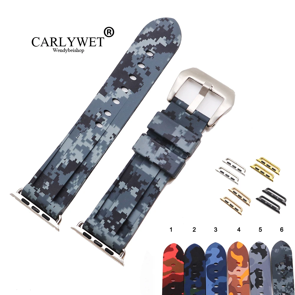 

CARLYWET 38 40 42 44 мм Оптовая Продажа мозаичный водонепроницаемый силиконовый резиновый сменный ремешок для наручных часов для Iwatch серии 4/3/2/1
